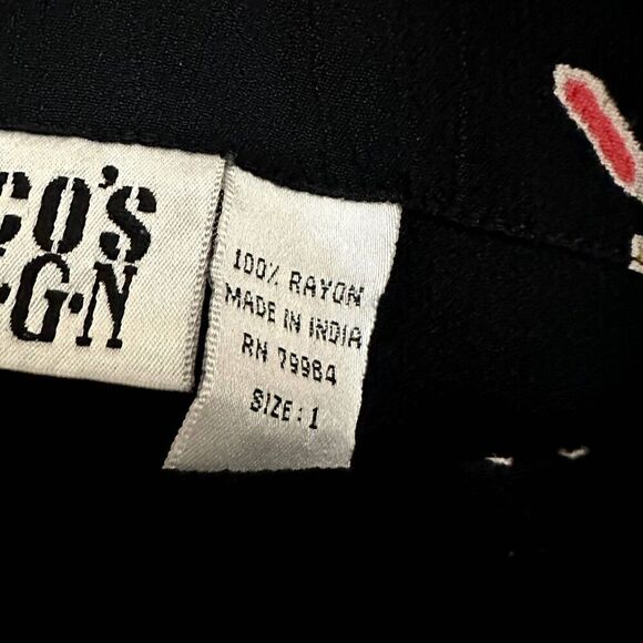 Chico's Design Pinafore Dress Women's 1/S Black Red 90's Chest Pocket‎ Side Slit - Picture 4 of 4